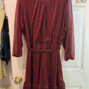 Simply Vera Vera Wang Red Fit and Flare Long Sleeve Dress
